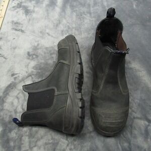 Rivers Work Boots Mens 10 Black Leather Pull On‎ Chelsea Style Steel Toe Safety